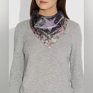 NWT Coach Dusty Lavender Glam Rock Lame Bandana Silk Blend